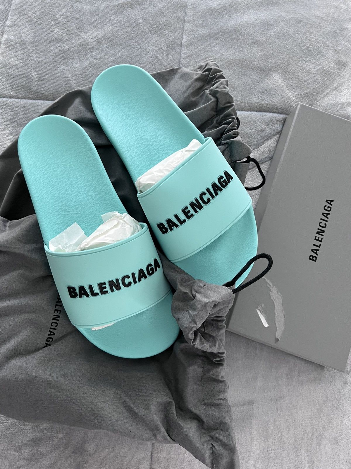 Balenciaga Balenciaga Mint Rubber Slides EU 42 NIB Size US 9 / EU 42 - 1 Thumbnail