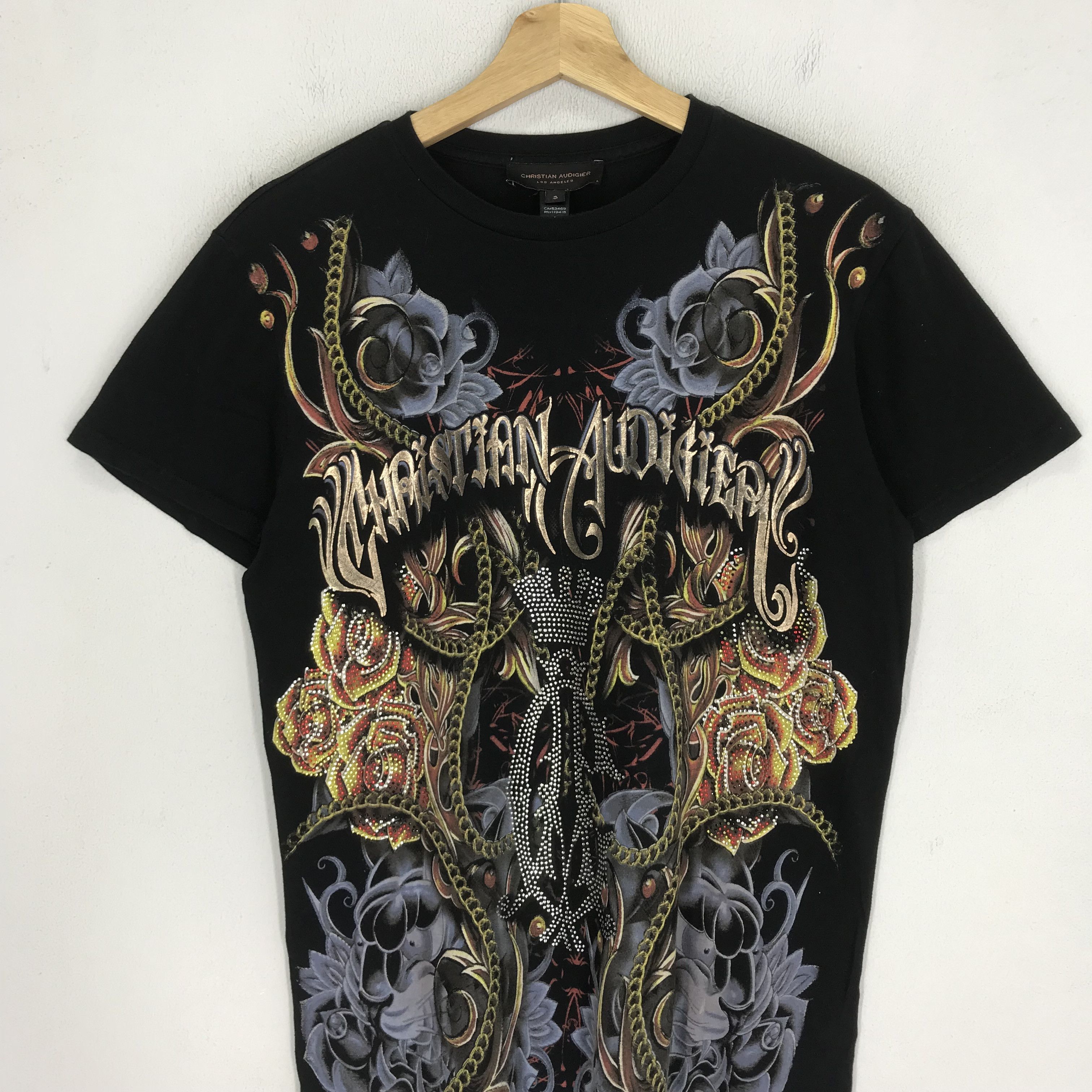 Christian Audigier × Ed Hardy × Vintage Vintage Christian Audigier Los Angeles USA Designer T Shirt Size US S / EU 44-46 / 1 - 3 Thumbnail