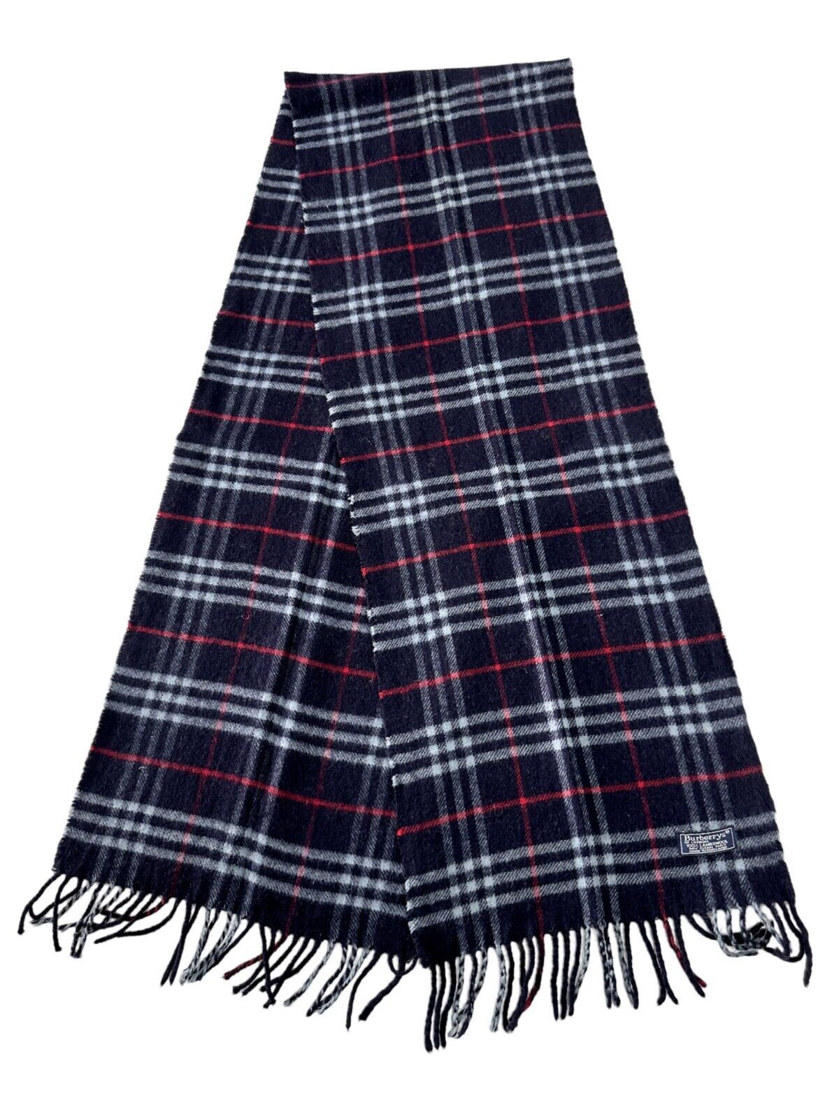 Burberry Burberrys Authentic Unisex Scarf Navy Blue 100% Lambswool Size ONE SIZE - 1 Thumbnail