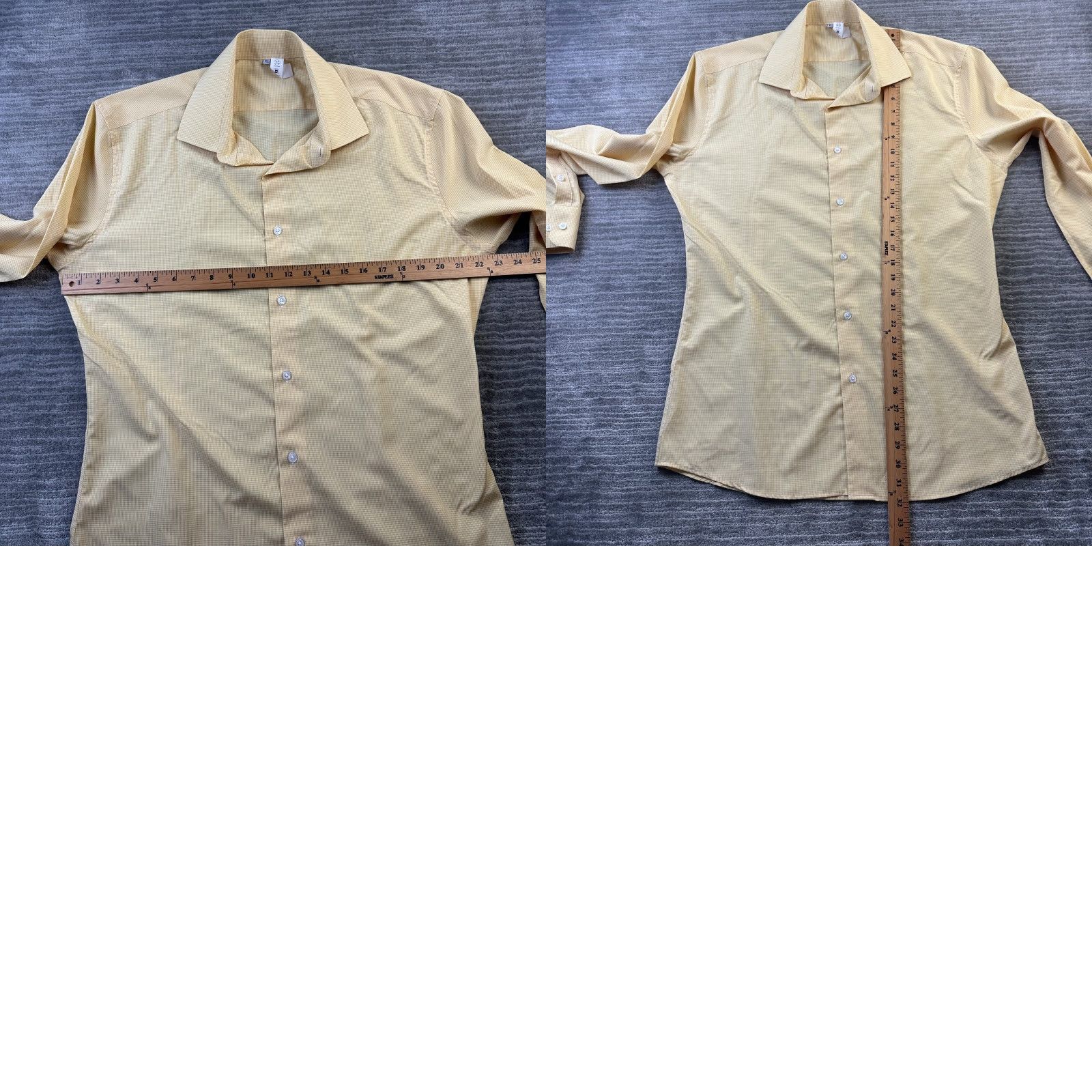 Vintage State & Liberty Shirt Mens XL Yellow Button Up Stretch Athletic Fit Size US XL / EU 56 / 4 - 8 Thumbnail
