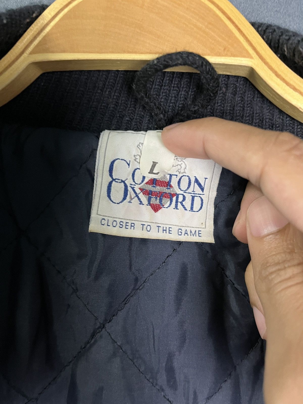 Vintage Cotton Oxford Wool Varsity Jacket Made in England Size US L / EU 52-54 / 3 - 12 Thumbnail