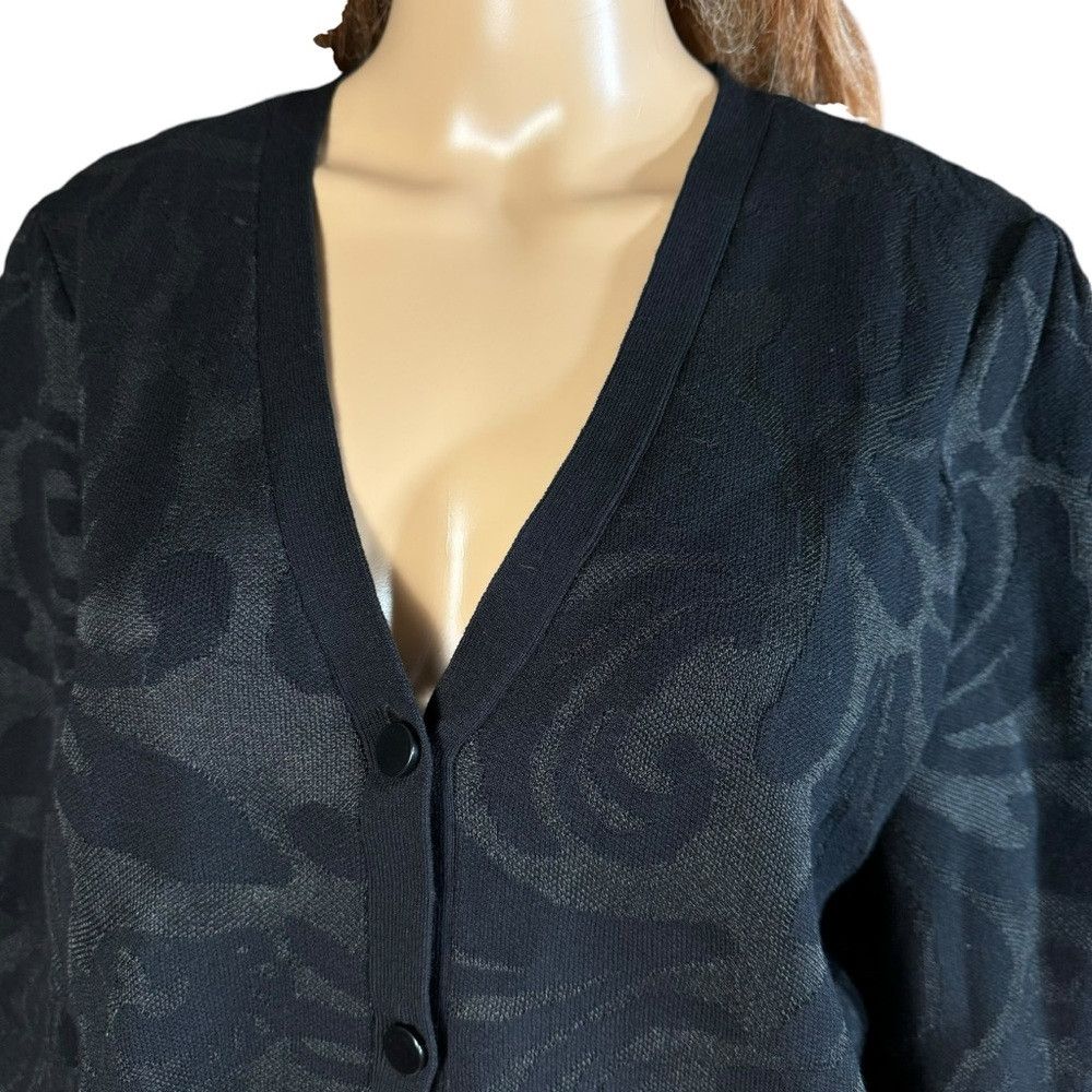 Chicos New Chico's Black Mesh Jacquard Cardigan Size 2 US L Size L / US 10 / IT 46 - 3 Thumbnail