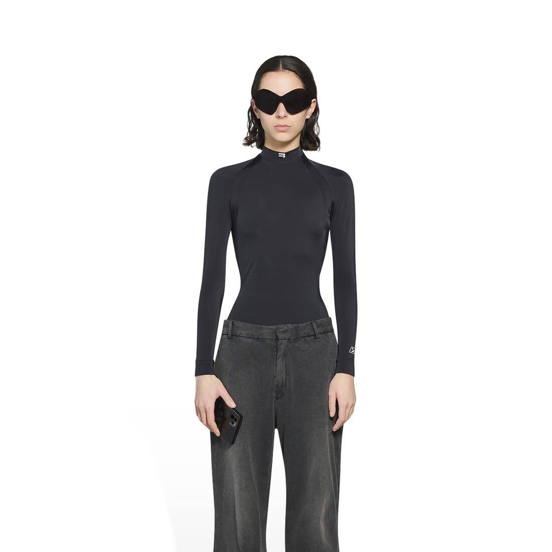 Balenciaga o1in1g0225 Sporty B Long Sleeve T-Shirt in Black Size S / US 4 / IT 40 - 3 Thumbnail