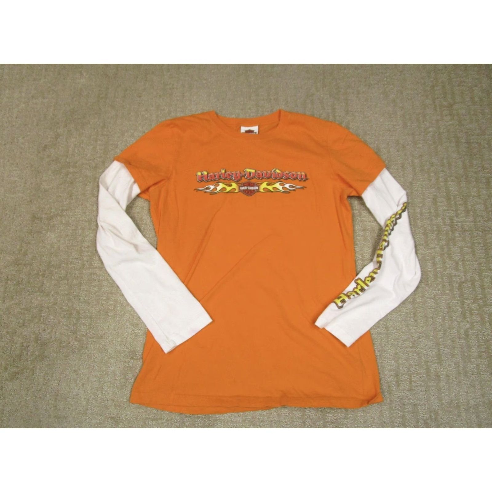 Harley Davidson Harley-Davidson Shirt Women Small Orange Long Sleeve Flames Size S / US 4 / IT 40 - 2 Thumbnail