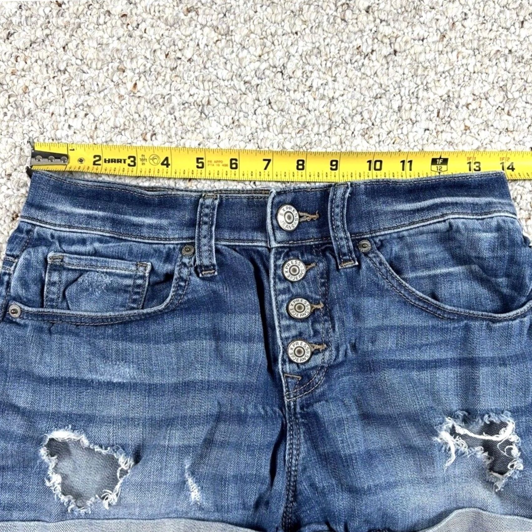 Express Express Jeans Women Shorts Size 4 Button Fly High Waist Distressed Cuffed Denim Size 27" / US 4 / IT 40 - 6 Thumbnail