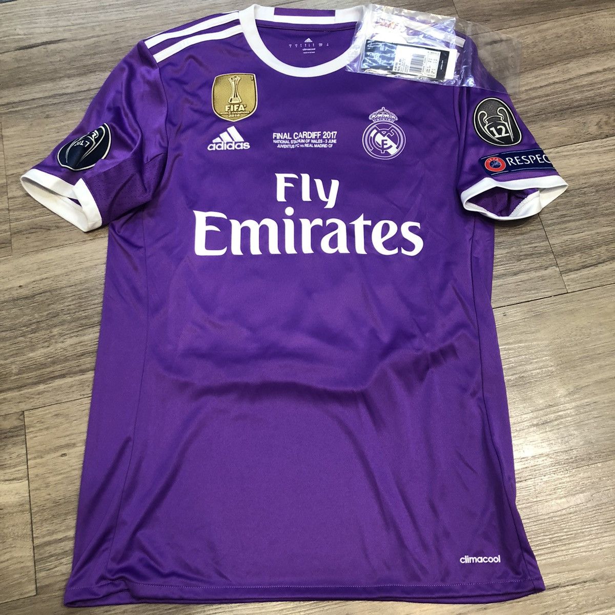 image of Adidas x Soccer Jersey Real Madrid 2017 Champions League Final 20 Asensio in Purple (Size Small)