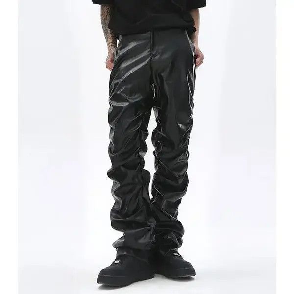 Japanese Brand Kayama x Kato Loose Ruched Casual Pu Leather Pants Size US 30 / EU 46 - 1 Thumbnail