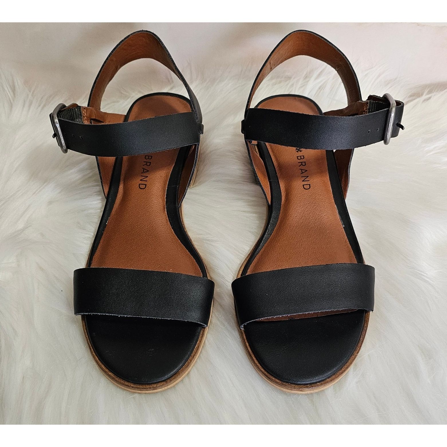 Lucky Brand Lucky Brand Womens Black Leather Block Heel Toni Sandals 5.5 Size US 5.5 / IT 35.5 - 5 Thumbnail
