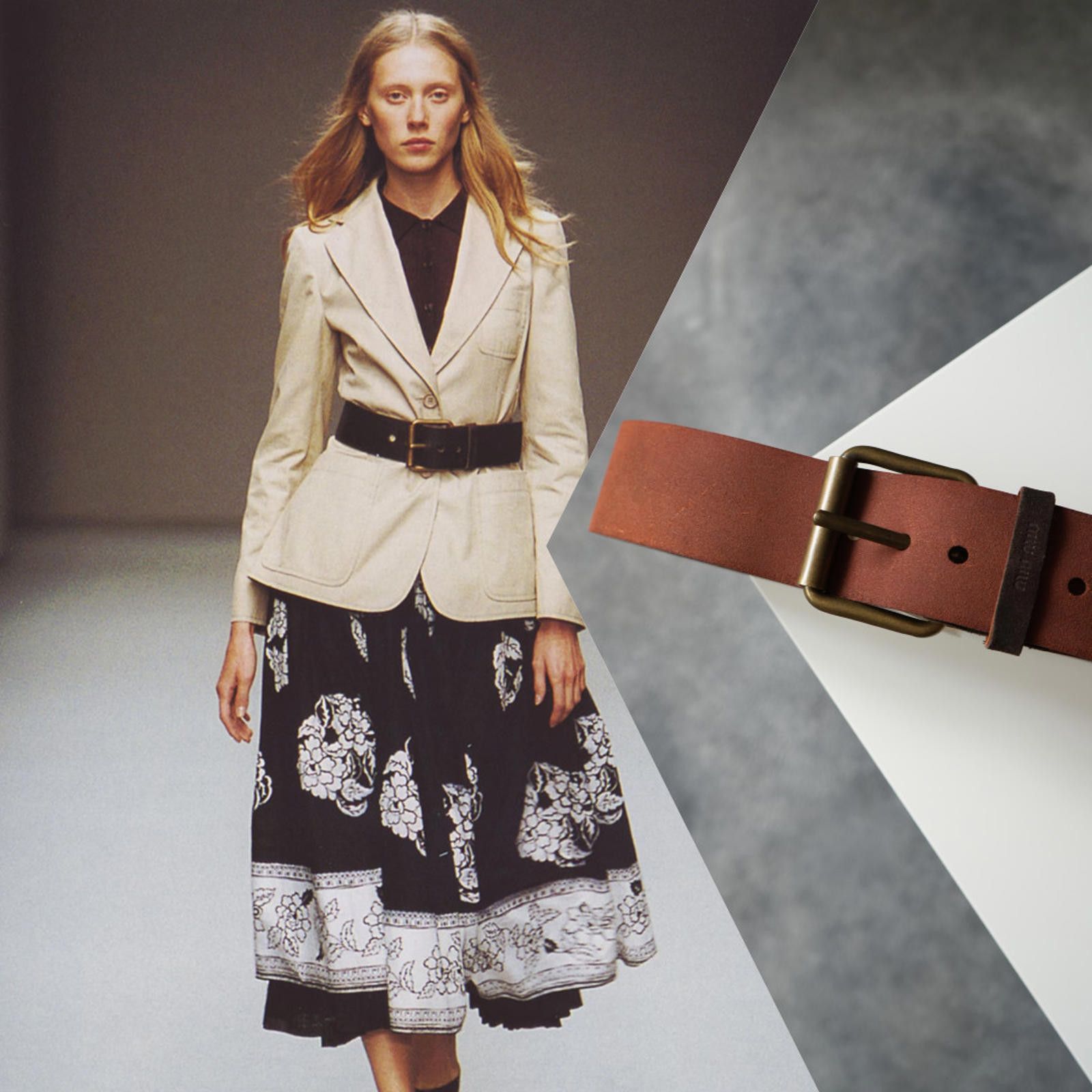 Miu Miu S/S 2002 Miu Miu Runway Broad Leather Belt Vintage Unisex Size ONE SIZE - 1 Thumbnail