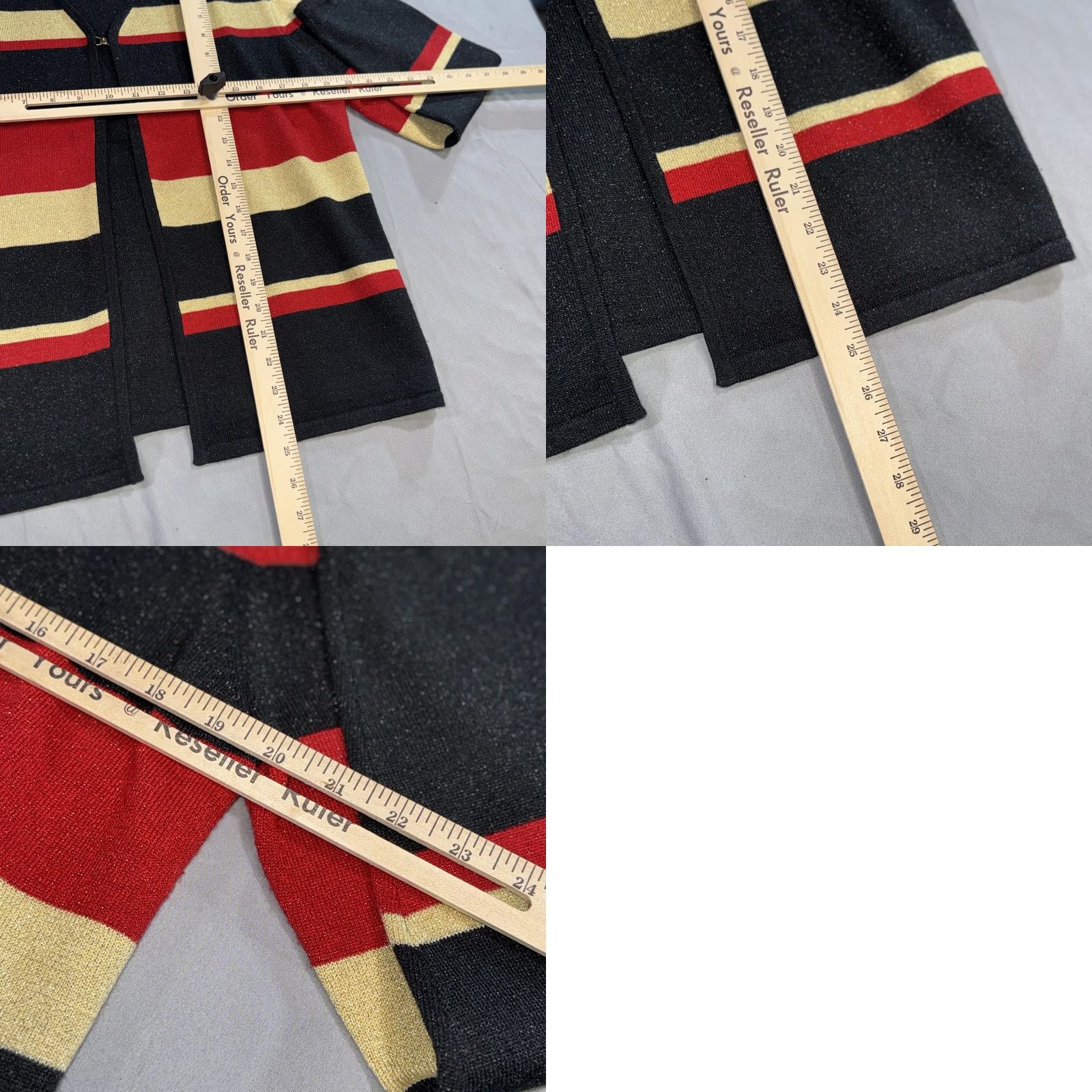 Vintage Sag Harbor Cardigan Sweater Womens Medium Black Striped Metallic Knit Hong Kong Size M / US 6-8 / IT 42-44 - 8 Thumbnail