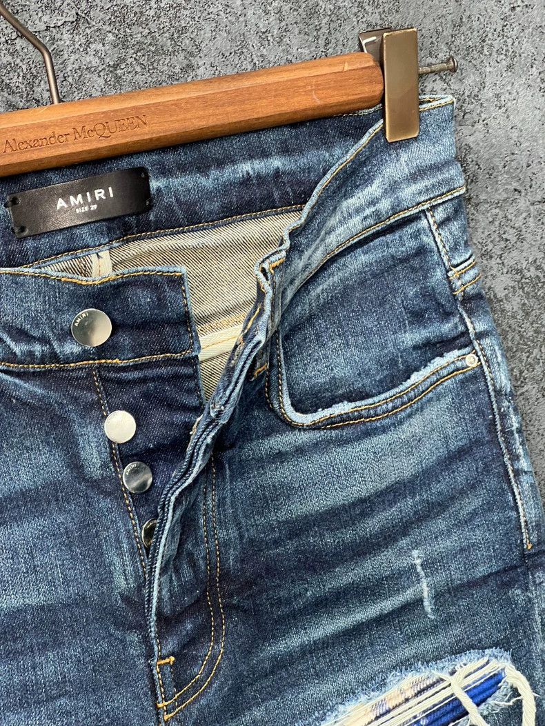 Amiri Amiri leather label logo micro-elastic destroyed jeans Size US 29 - 5 Thumbnail