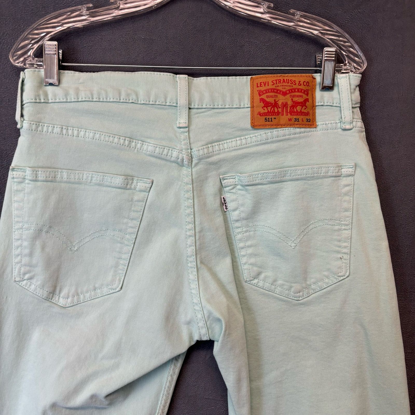 Levi's Levi’s 511 Light Teal Jeans Men’s 31X32 Stretchy Preppy Co Size US 31 - 6 Thumbnail