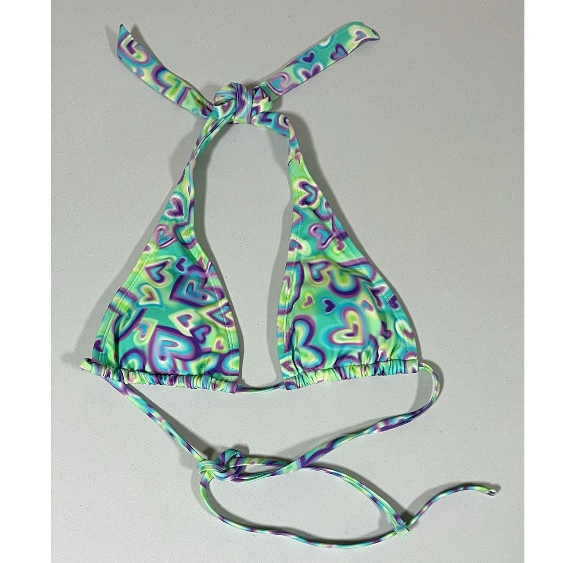 Japanese Brand × Vintage Mint Green Graffiti Airbrush Hearts Bikini Top Size XXS 💜✨ Size XXS / US 00 / IT 34 - 3 Thumbnail