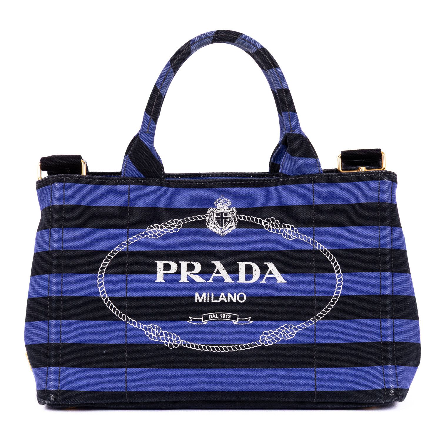 Prada Stripes Canapa Tote Small Size ONE SIZE - 1 Thumbnail