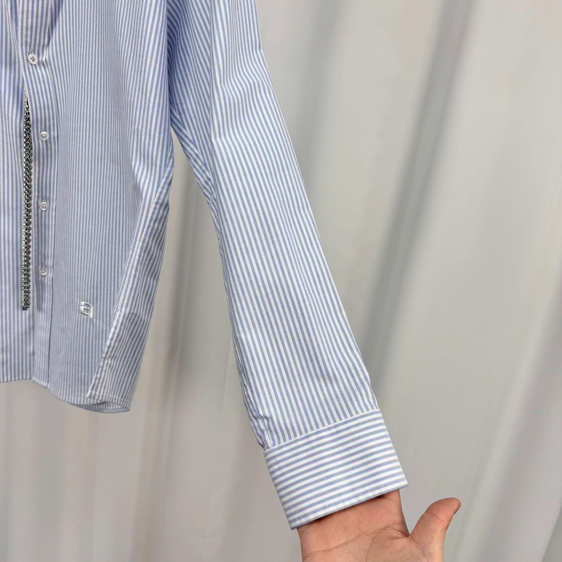 Alexander McQueen Alexander Wang chain embroidery stripe shirt S Size S / US 4 / IT 40 - 4 Thumbnail