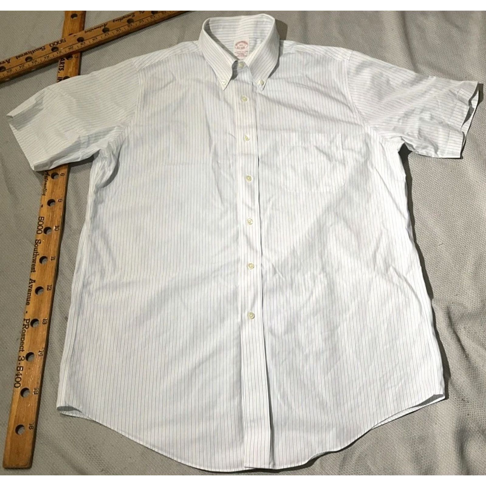 Brooks Brothers Brooks Brothers Shirt Mens 15.5 White Blue Striped Button Down Non Iron Preppy Dress Shirt Regular Fit Long Sleeve Casual Formal Workwear Size US L / EU 52-54 / 3 - 2 Thumbnail