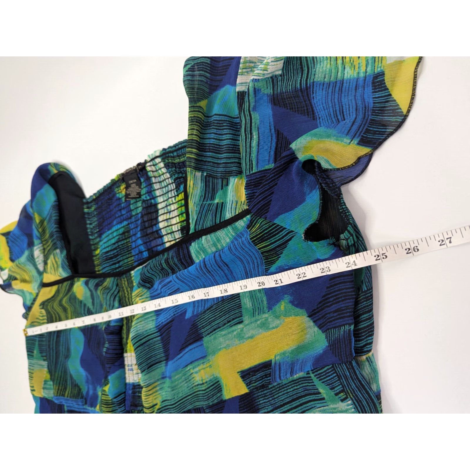 Vintage Lane Bryant Blouse Shirt Women Plus 26/28 Green Blue Short Sleeve Pullover Casual Floral Pattern Size 4XL / US 24-26 - 4 Thumbnail