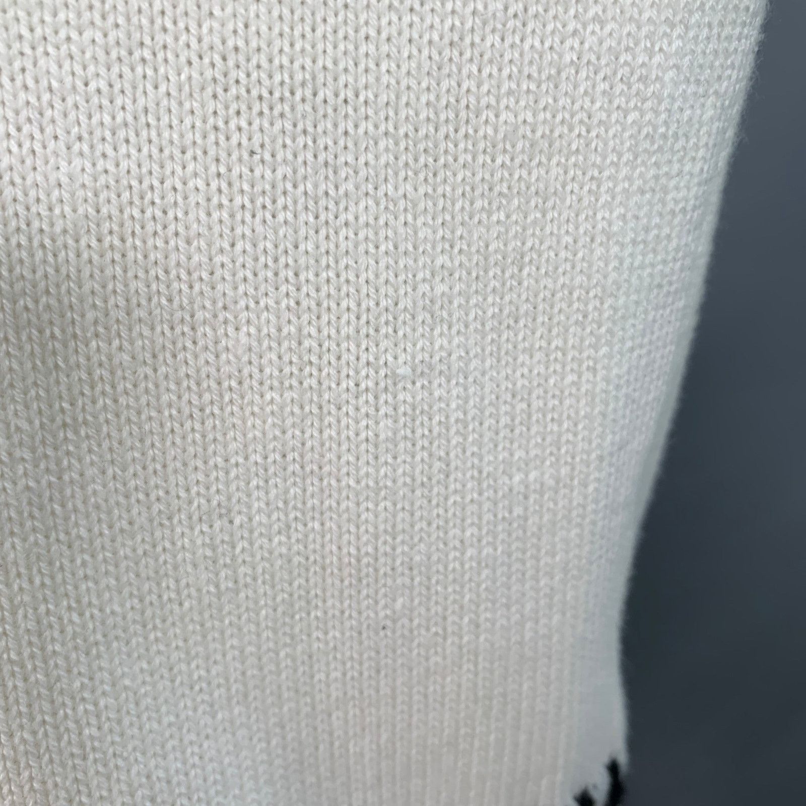 The Kooples M White Black Knit Cotton Cashmere Crew Neck Sweater Size M / US 6-8 / IT 42-44 - 6 Thumbnail