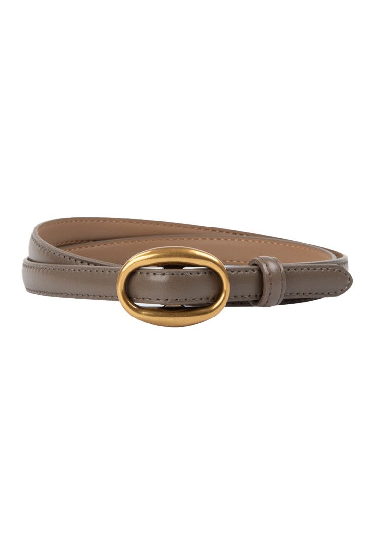Other Khaki Women's Leather Belts with Gold Buckle Belt Size ONE SIZE - 1 Thumbnail