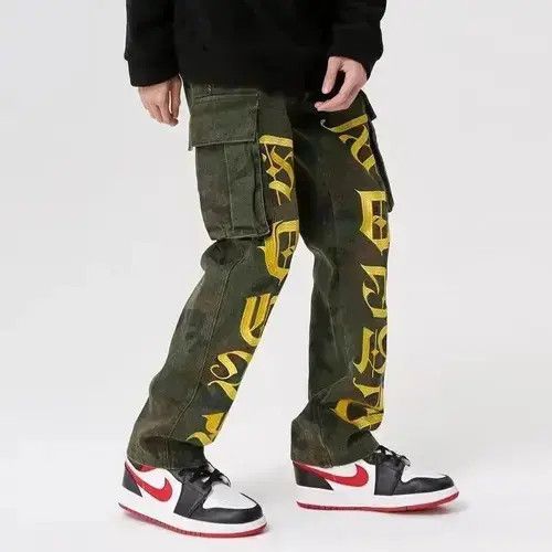VIBE Letters Cargo Stacked Denim Jeans Camouflage Size US 30 / EU 46 - 1 Thumbnail