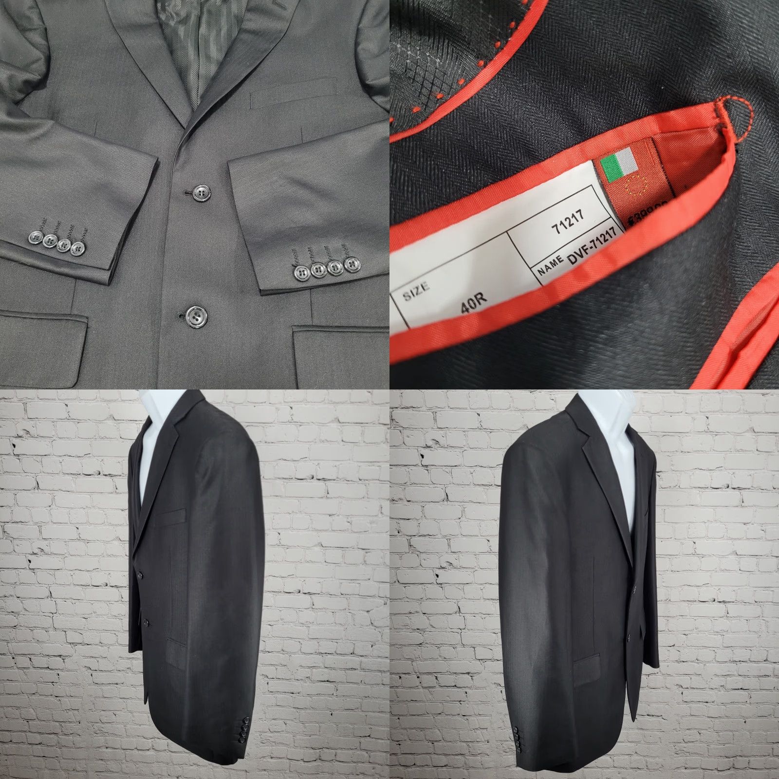 Dolce Vita Dolce Vita Blazer Men 2 Button Notch Double Vented Black 40R Blazer Sport Coat Regular Fit Size 40R - 9 Thumbnail