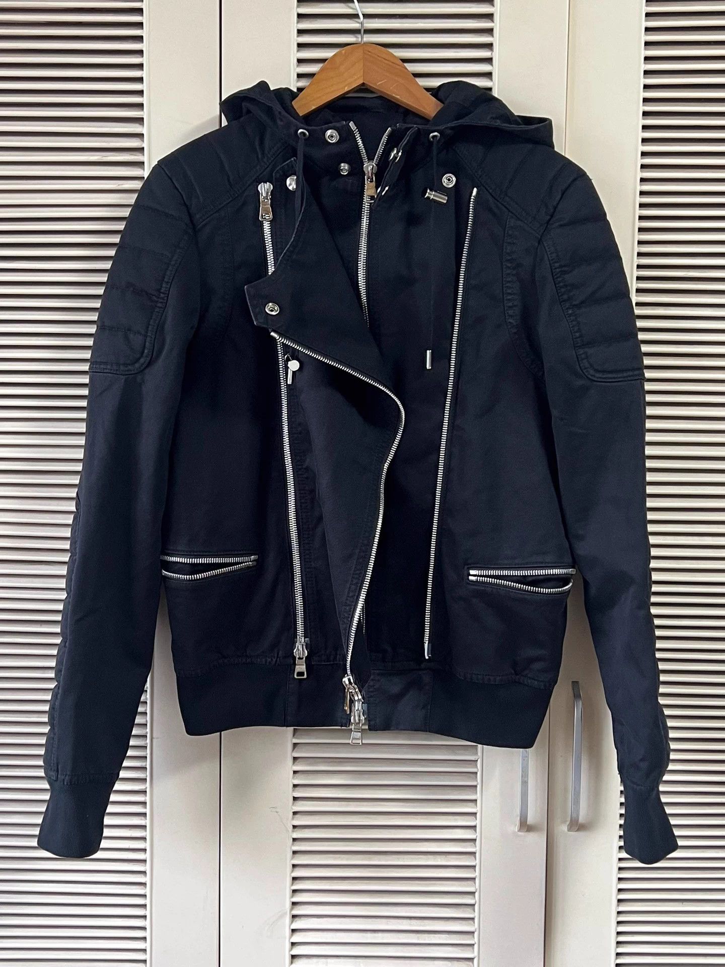 Balmain Balmain Men's Biker Jacket Hooded Metal Zip Mint Size US M / EU 48-50 / 2 - 1 Thumbnail