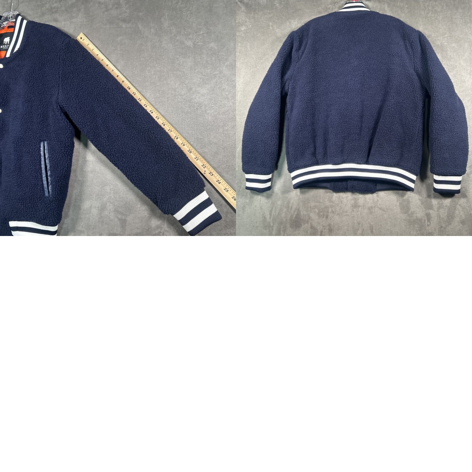 Vintage American Stitch Bomber Jacket Blue Mens M Quilted Lining Stand-Up Collar Full Zip Pockets Insulated Lined Polyester Jacket Size US M / EU 48-50 / 2 - 8 Thumbnail