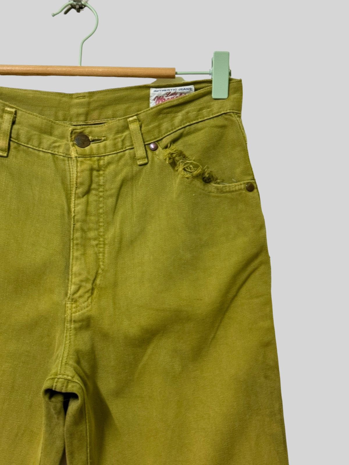 Japanese Brand FLARE BLUE BELL LADY WRANGLER GREEN BOOY CUT JEANS Size US 28 / EU 44 - 9 Thumbnail