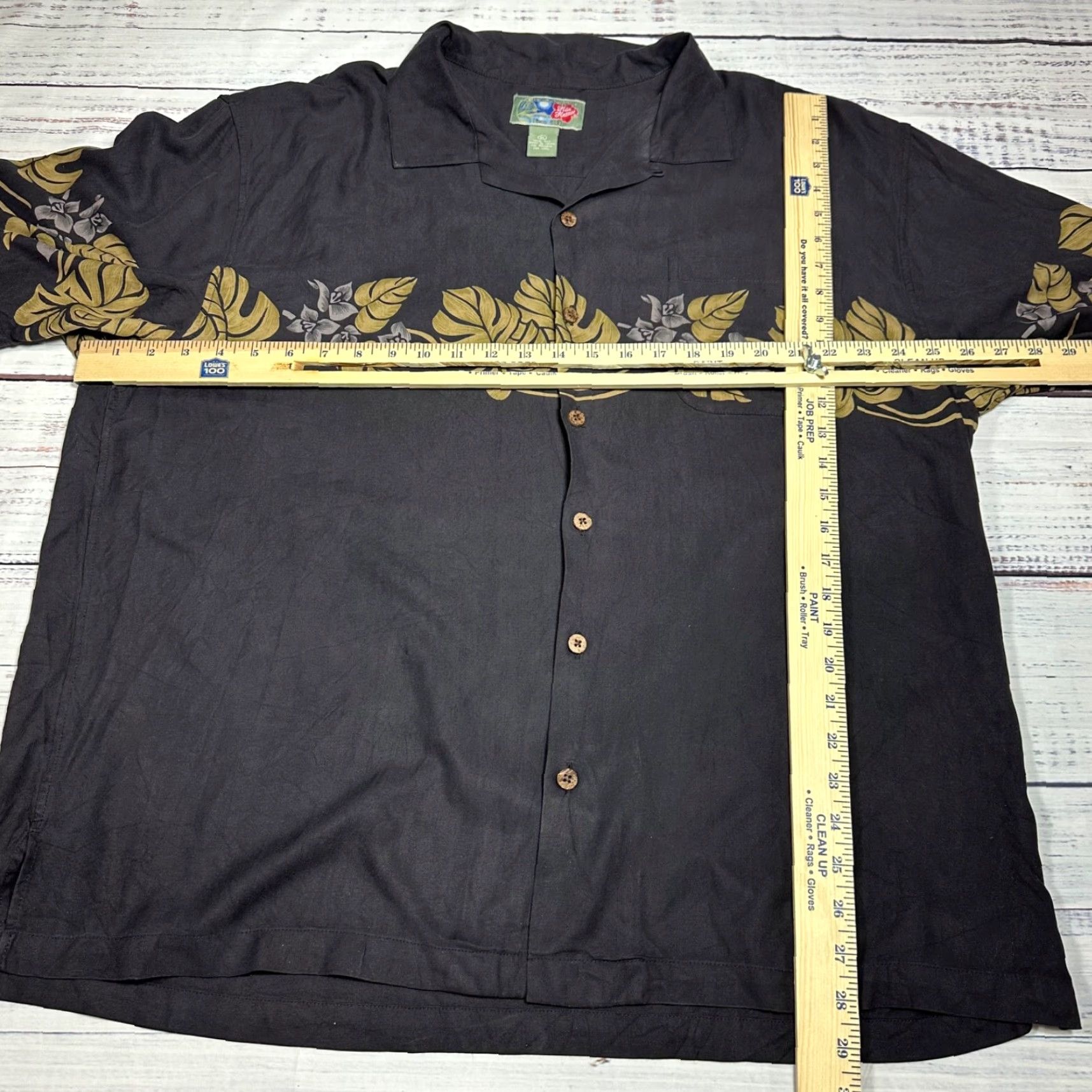 Hilo Hattie Hilo Hattie Mens Silk Short Sleeve Camp Shirt XL Black Button-Up Floral Size US XL / EU 56 / 4 - 2 Thumbnail