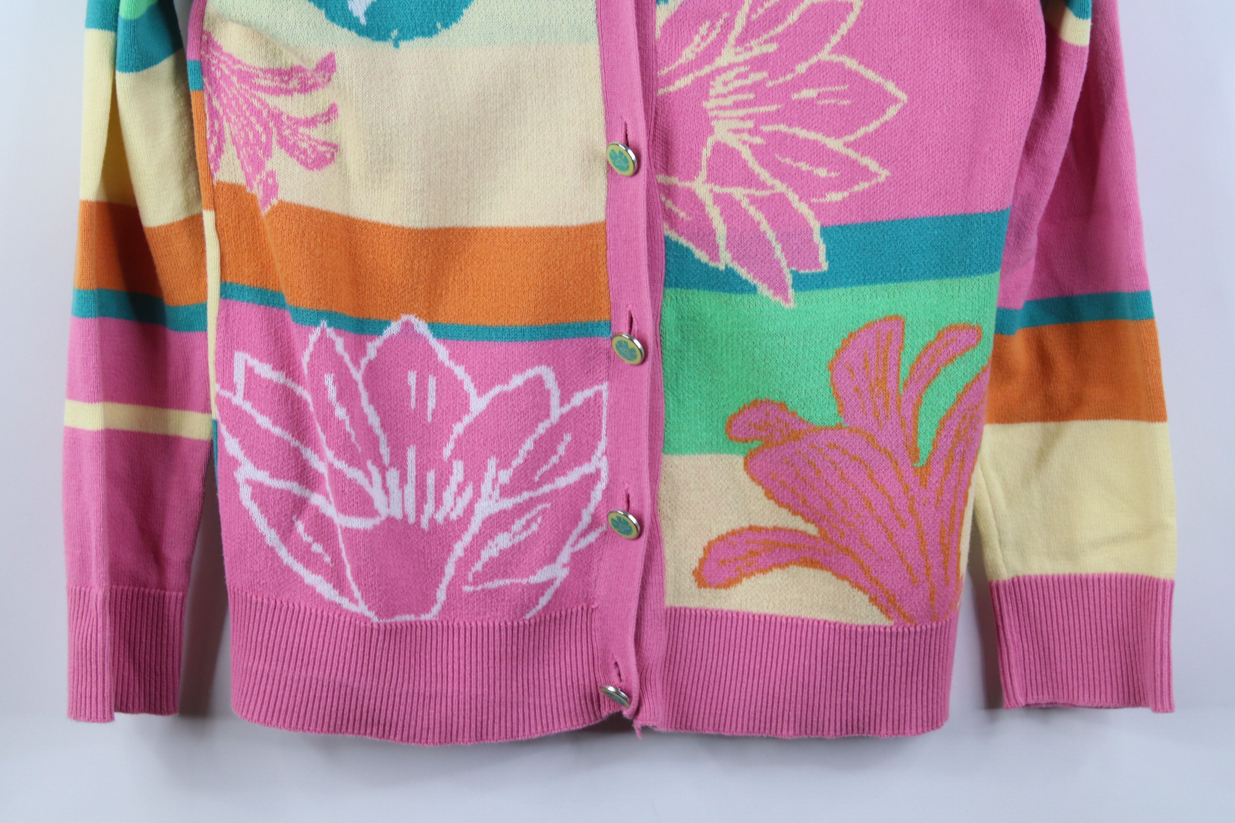 Disney Vintage Y2K Disney Tropical Tiara Knit Cardigan Sweater Size XL / US 12-14 / IT 48-50 - 3 Thumbnail