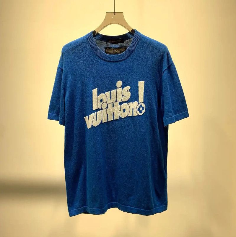 Louis Vuitton Louis Vuitton Blue Wool Men's T-Shirt 0089 Size US L / EU 52-54 / 3 - 1 Thumbnail