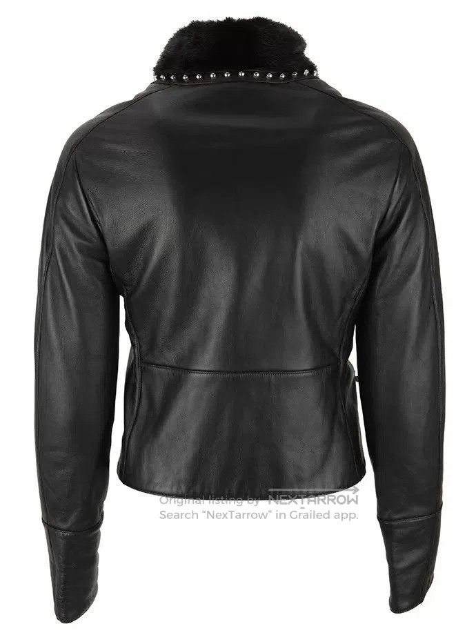 Fendi FENDI Black Leather Jacket with Fur Collar. Size US S / EU 44-46 / 1 - 5 Thumbnail