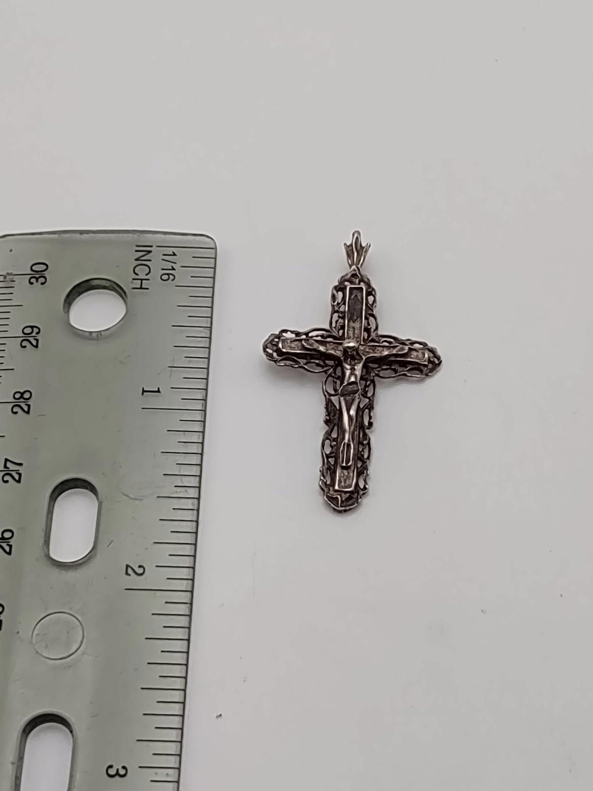 Other Sterling Silver Filigree Crucifix Cross Pendant 925 Size ONE SIZE - 3 Thumbnail