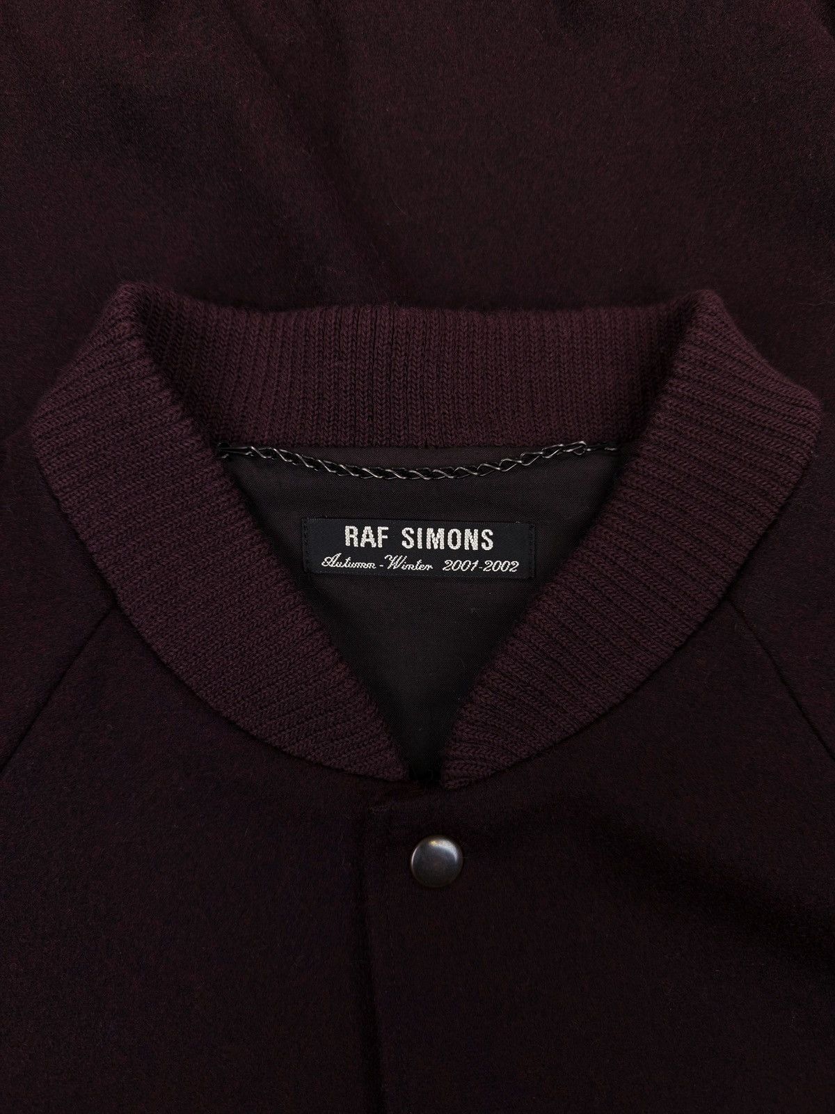 Raf Simons AW01 Raf Simons Riot Riot Riot Burgundy Wool Bomber Jacket Size US M / EU 48-50 / 2 - 2 Thumbnail