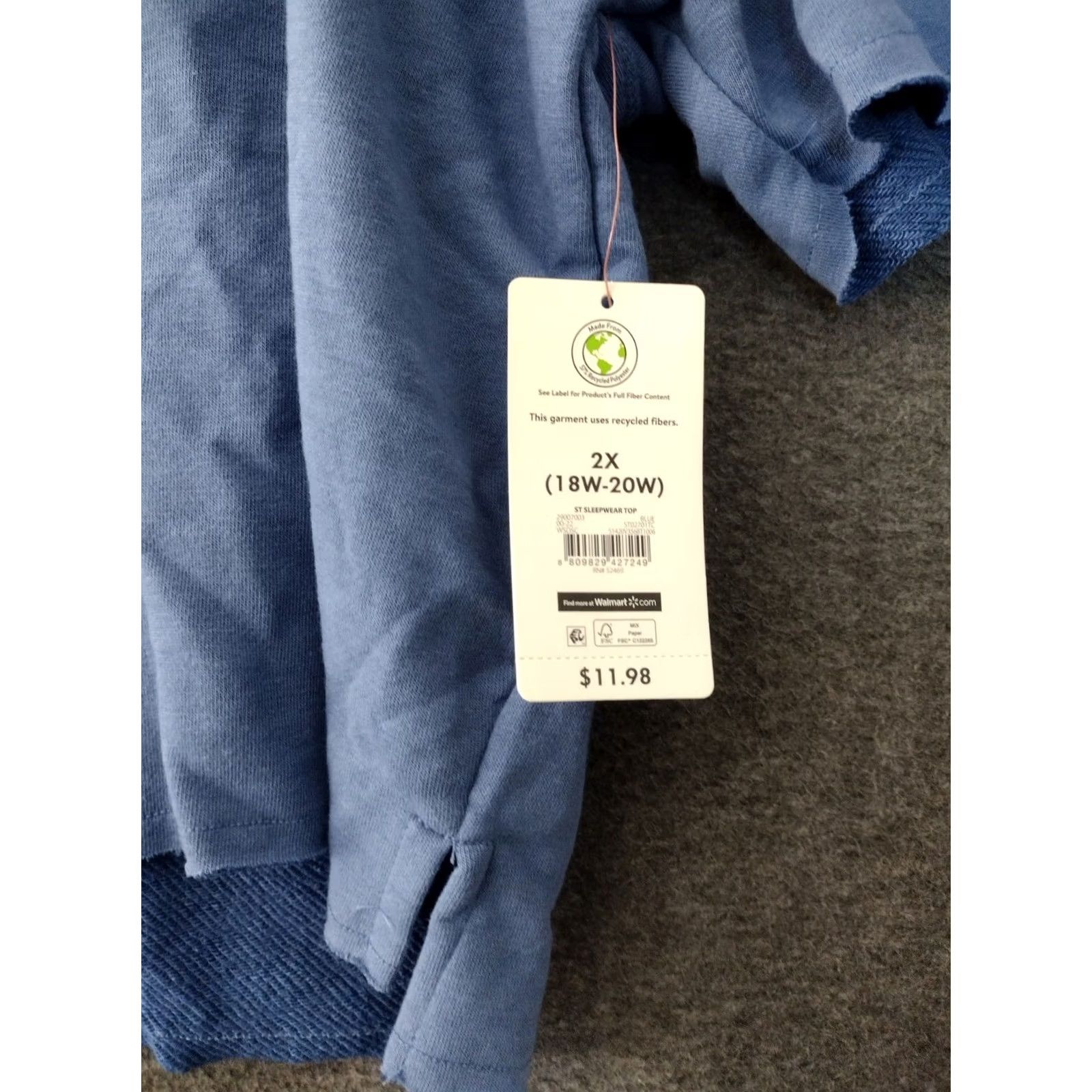 Vintage Secret Treasures Blue Crop Sleepshirt 2X Adult Womens Cotton Blend Crew Neck Short Sleeve Lounge Sleepwear Size XXL / US 16-18 / IT 52-54 - 6 Thumbnail