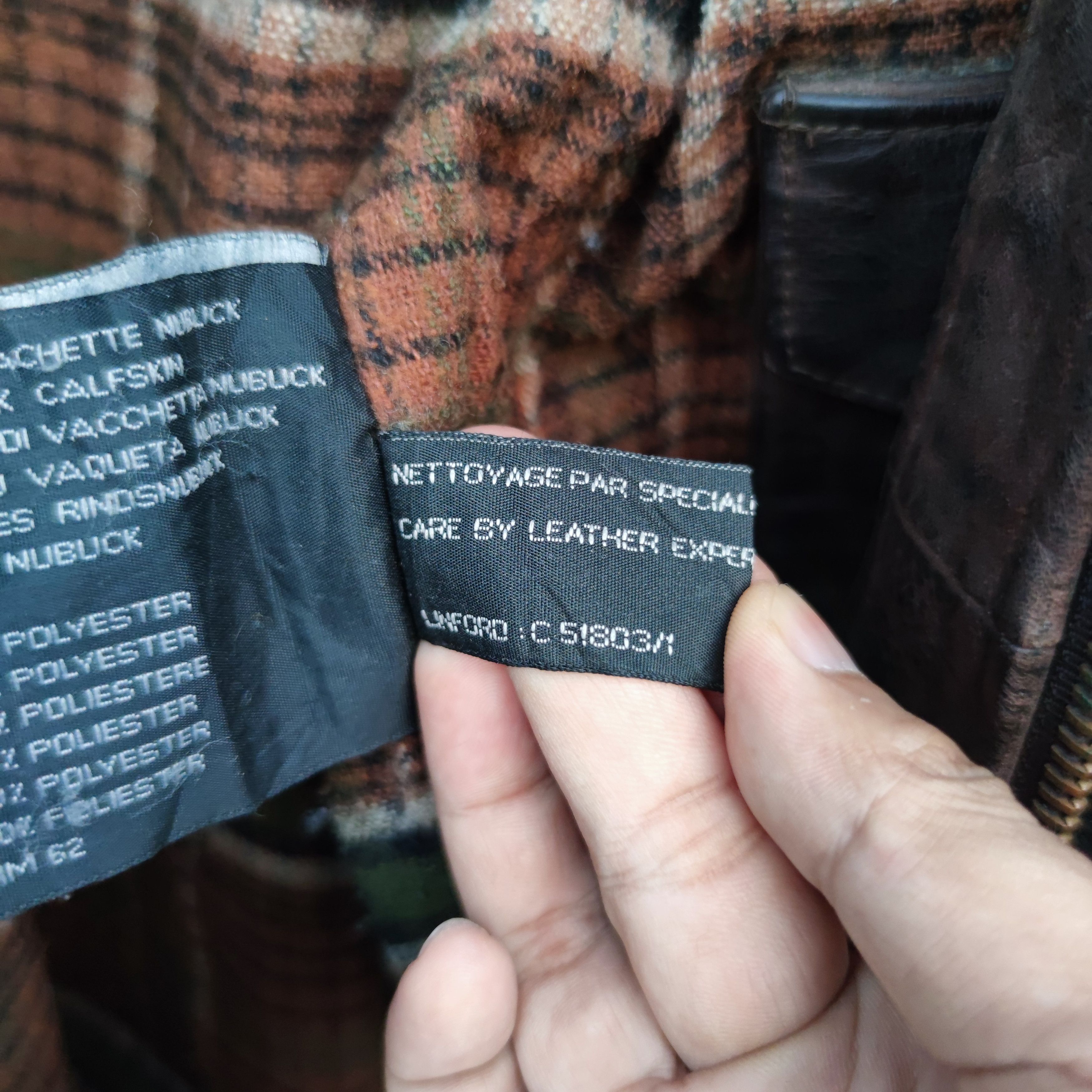 Chevignon Calfskin Leather Plaid Tartan lined Jacket