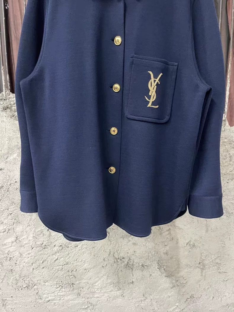 Saint Laurent Paris Saint Laurent Navy Blue Embroidered Jacket-2507 Size US M / EU 48-50 / 2 - 3 Thumbnail