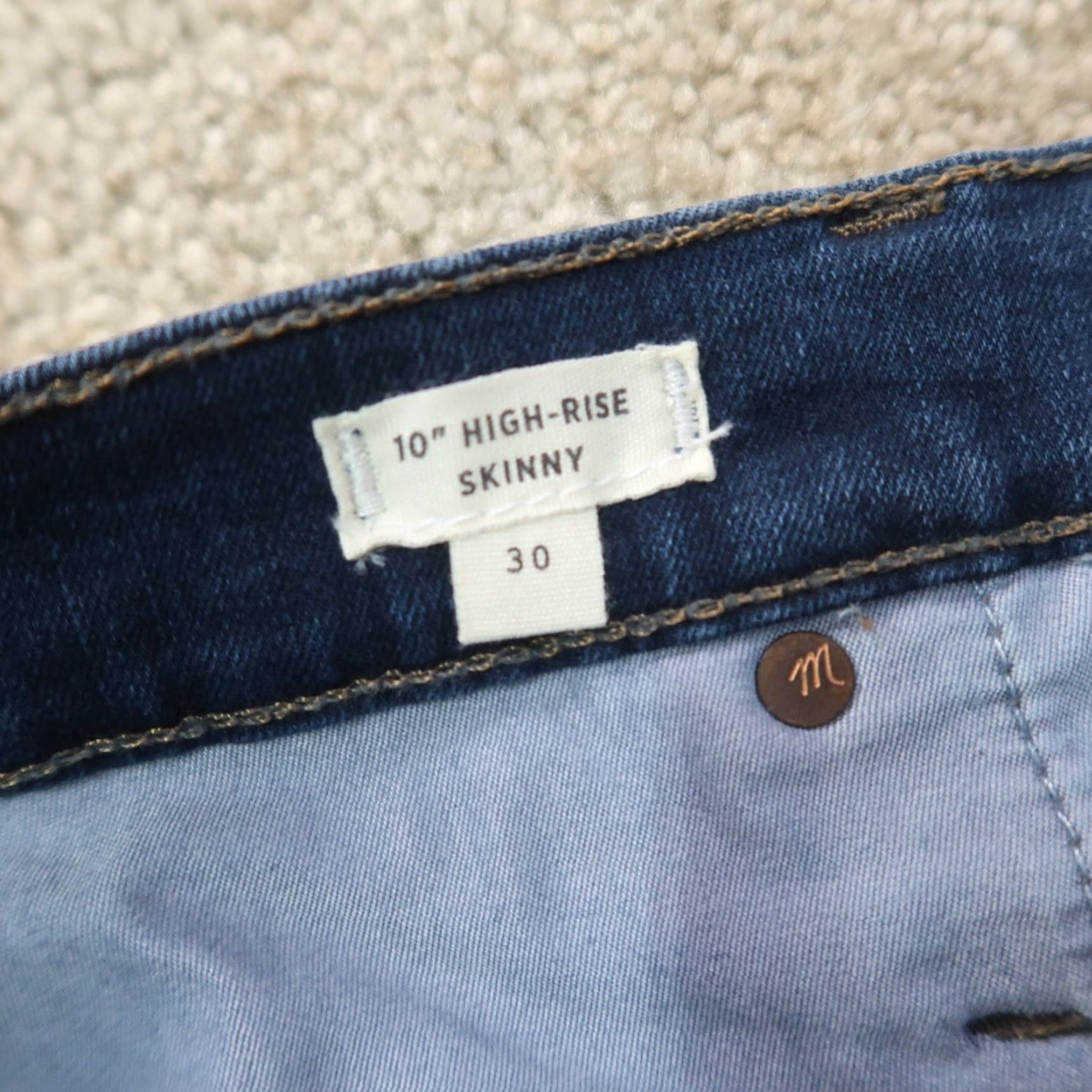 Madewell Madewell Jeans Women's 30 Stretch Denim 10" High Rise Skinny Blue 5-Pocket Slim Regular Size Type Size 30" / US 8 / IT 44 - 4 Thumbnail
