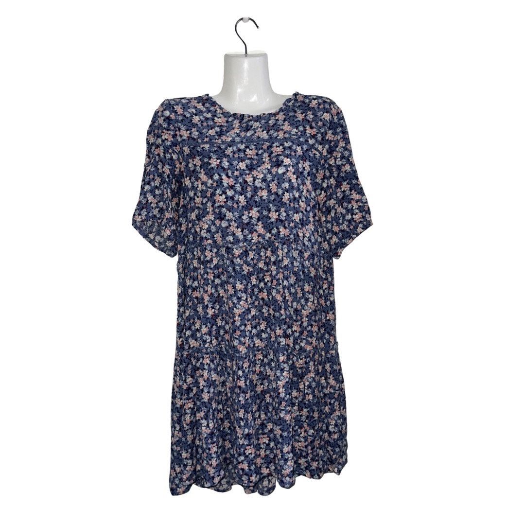 knox rose blue dress Knox Rose Blue Off Shoulder Peasant Dress Multicolor Embroidered Flowers  Medium