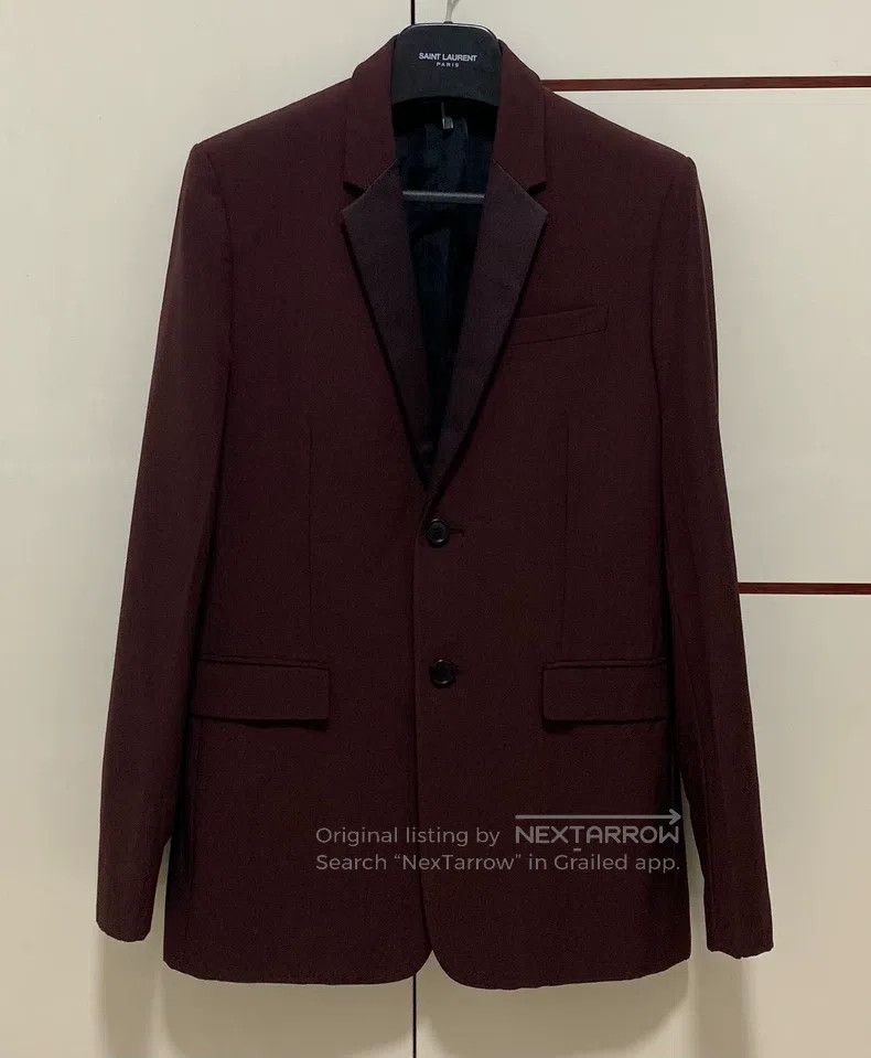 Dior Dior Burgundy satin notched lapel suit Size US S / EU 44-46 / 1 - 1 Thumbnail