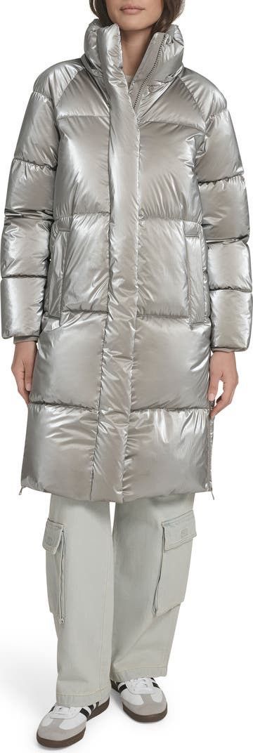 Levi's Levi’s Silver/Grey Mid-Length Puffer Coat NEW w/ Tags Size M Size M / US 6-8 / IT 42-44 - 4 Thumbnail