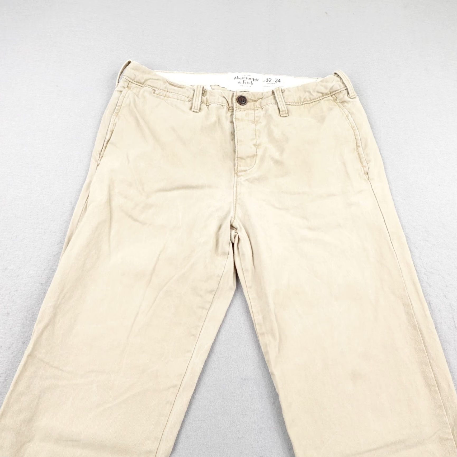 Abercrombie & Fitch Abercrombie & Fitch Pants Mens 32x34 Khaki Beige Tan Chino Button Fly Twill Casual Workwear Size US 32 / EU 48 - 2 Thumbnail