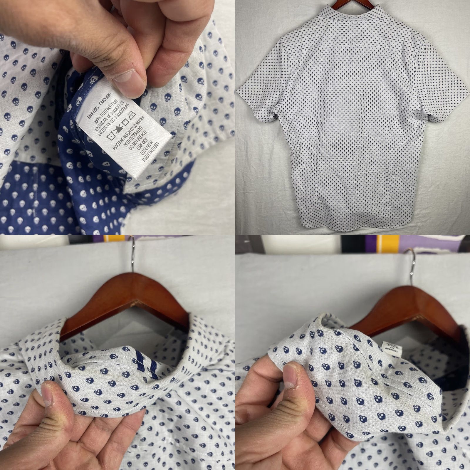 Robert Graham Robert Graham Shirt Mens 3XL Gray Skull Print Button-Down Tailored Fit Shirt Size US XXL / EU 58 / 5 - 9 Thumbnail