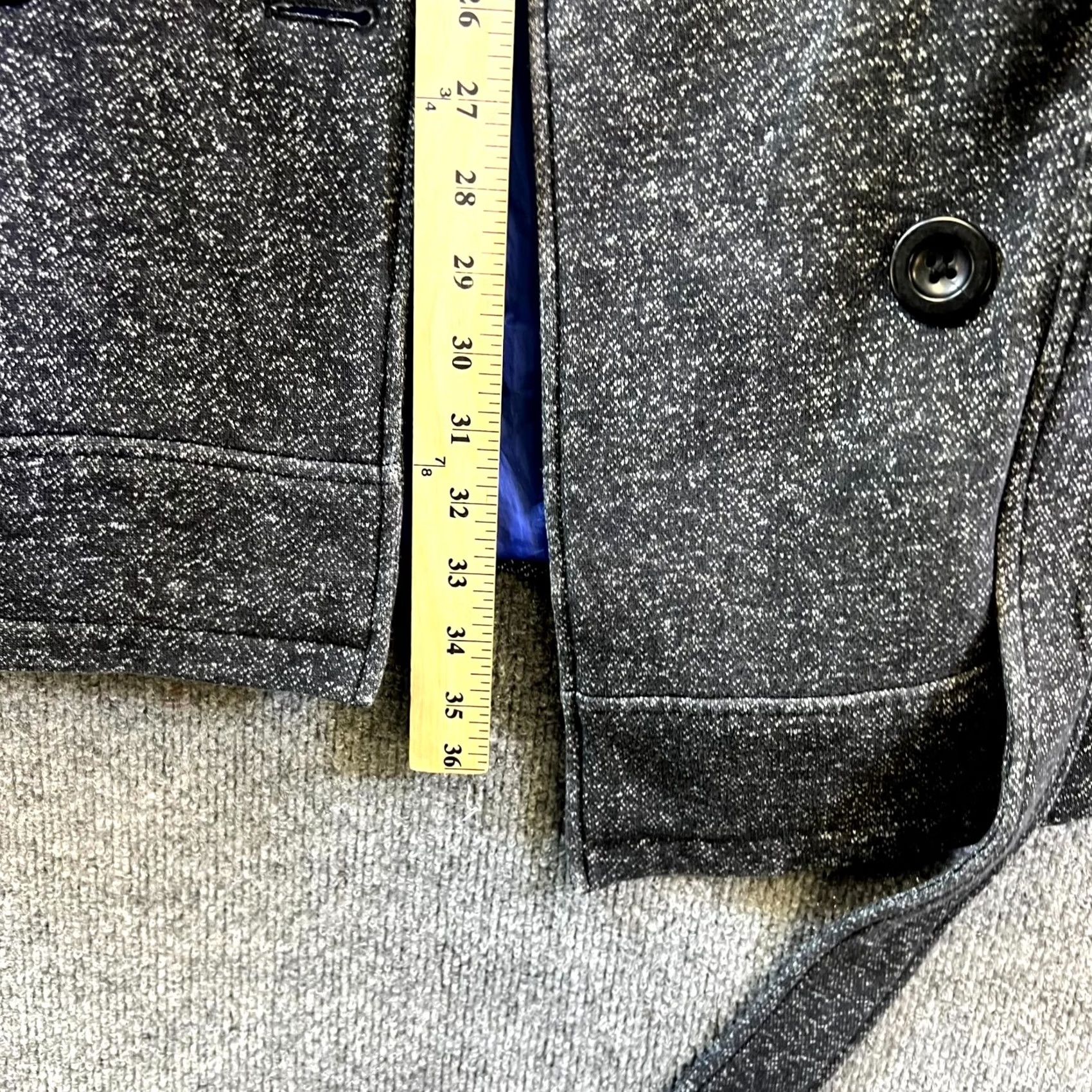 Vintage Intl D.e.t.a.i.l.s Pea Coat Womens XL Black Cotton Double-Breasted Belted Preppy Jacket Size XL / US 12-14 / IT 48-50 - 3 Thumbnail