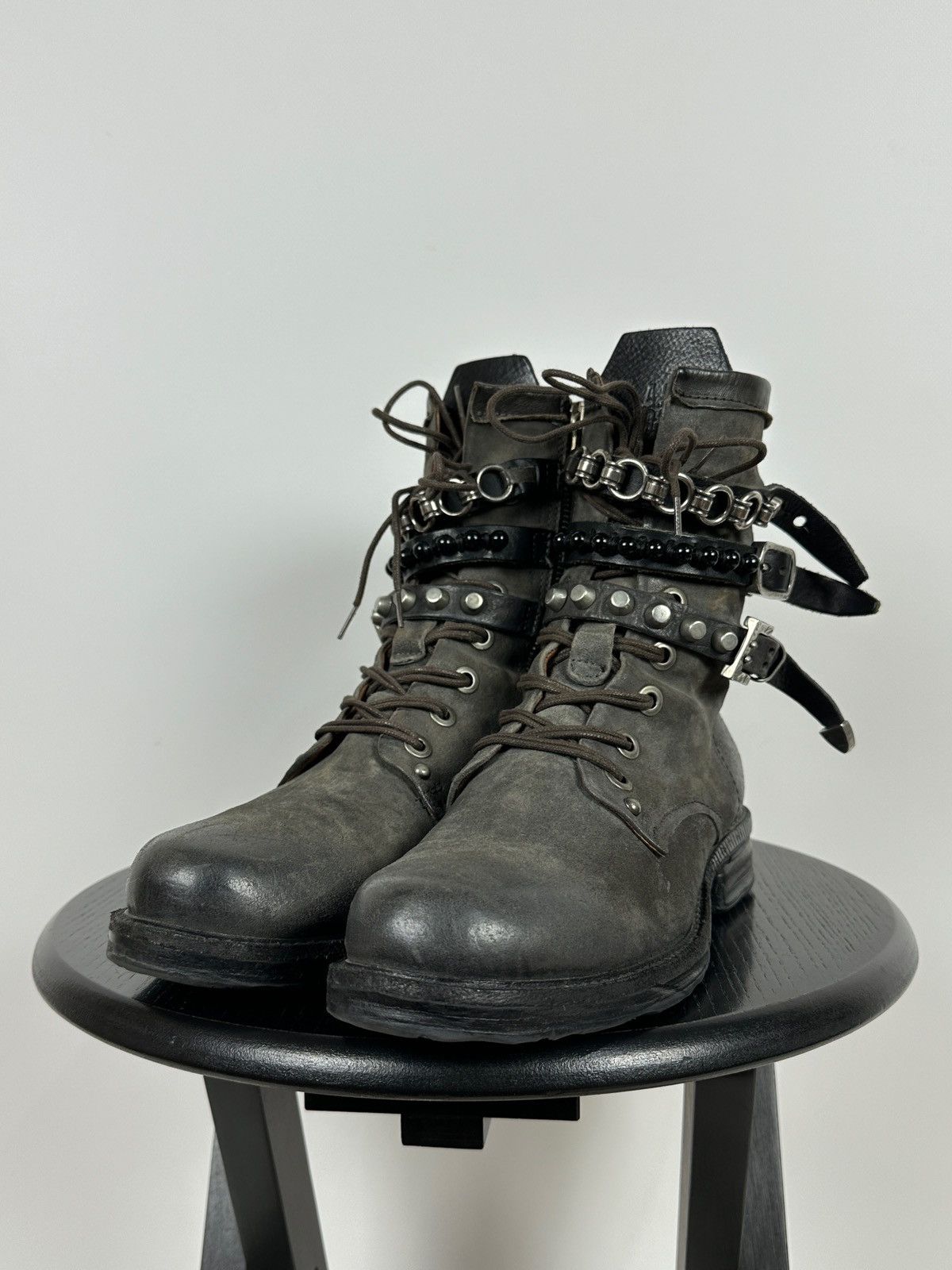 A.S.98 A.S.98. Airstep Grey Leather Biker Ankle Boots Size US 8 / IT 38 - 10 Thumbnail