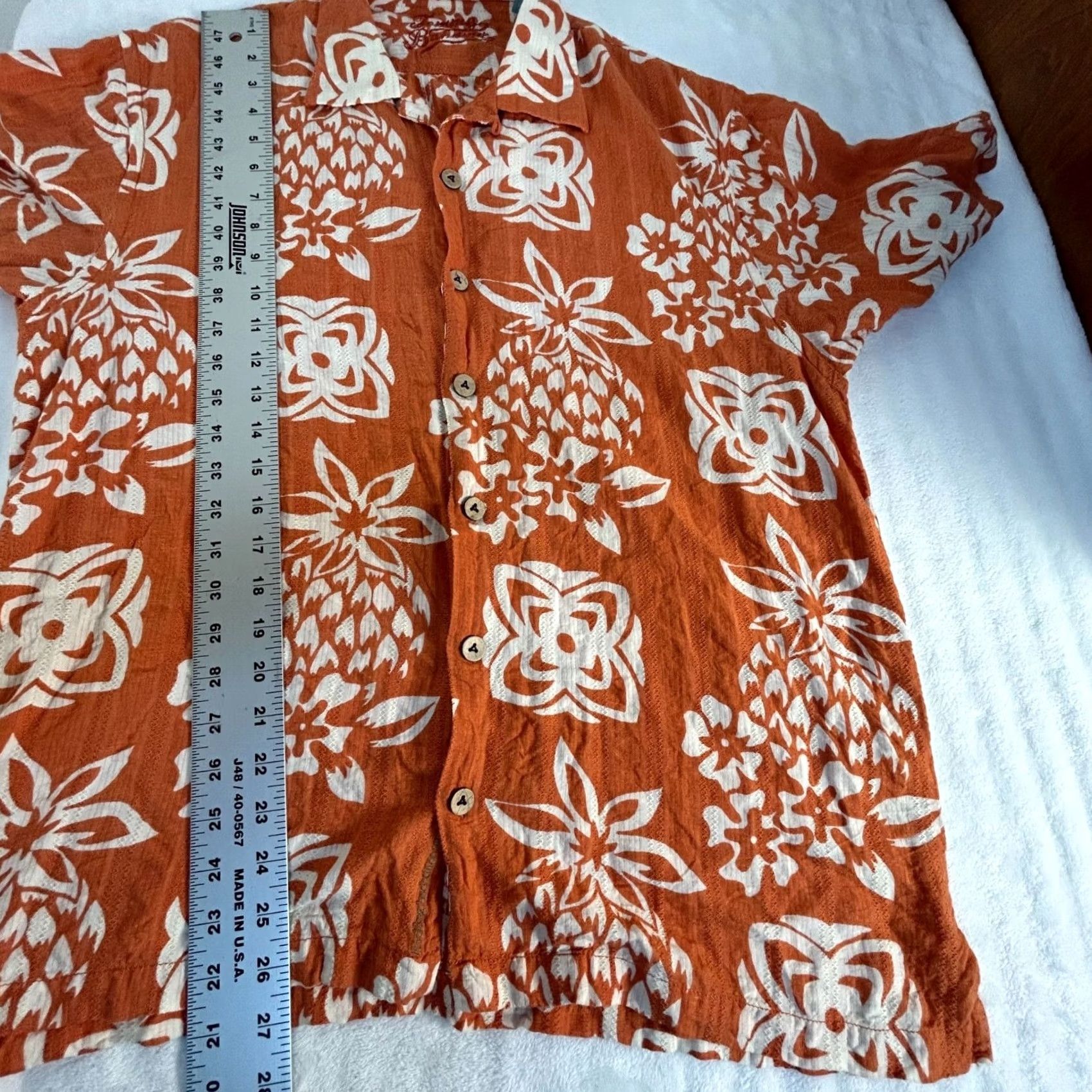 Tommy Bahama Tommy Bahama Mens Orange Hawaiian Floral Button-Up Shirt Medium Linen Blend Size US M / EU 48-50 / 2 - 7 Thumbnail