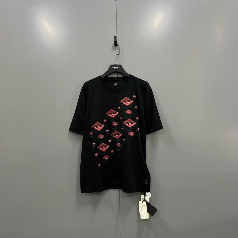 Fendi Fendi Black Cotton Short Sleeve T-Shirt 0089 Size US L / EU 52-54 / 3 - 1 Thumbnail