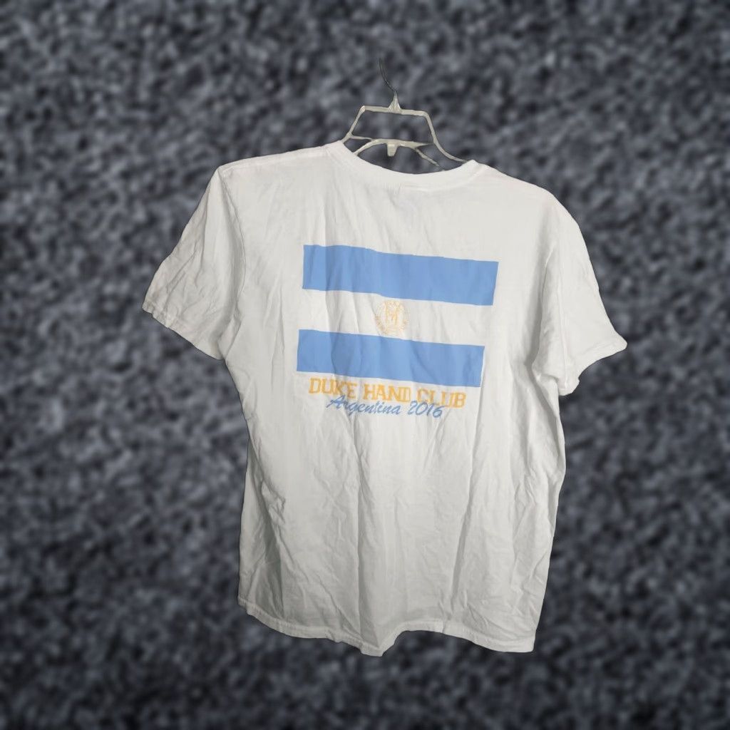 Gildan Duke University Hand Club T-Shirt - Men's L White Double-Sided Collegiate Tennis 90s Size US L / EU 52-54 / 3 - 1 Thumbnail