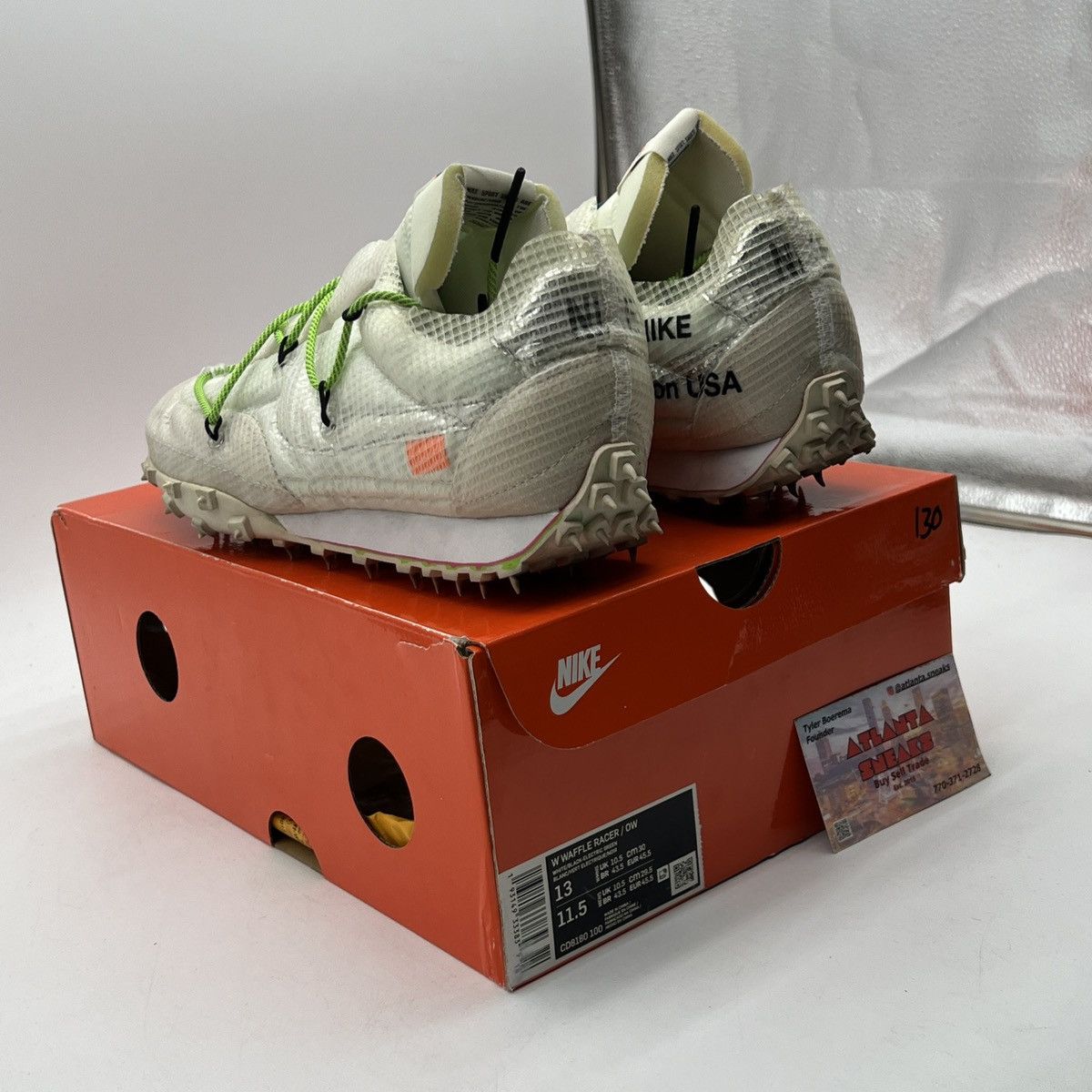 Nike Off white x Wmns waffle racer electric green Size US 13 / EU 46 - 4 Thumbnail