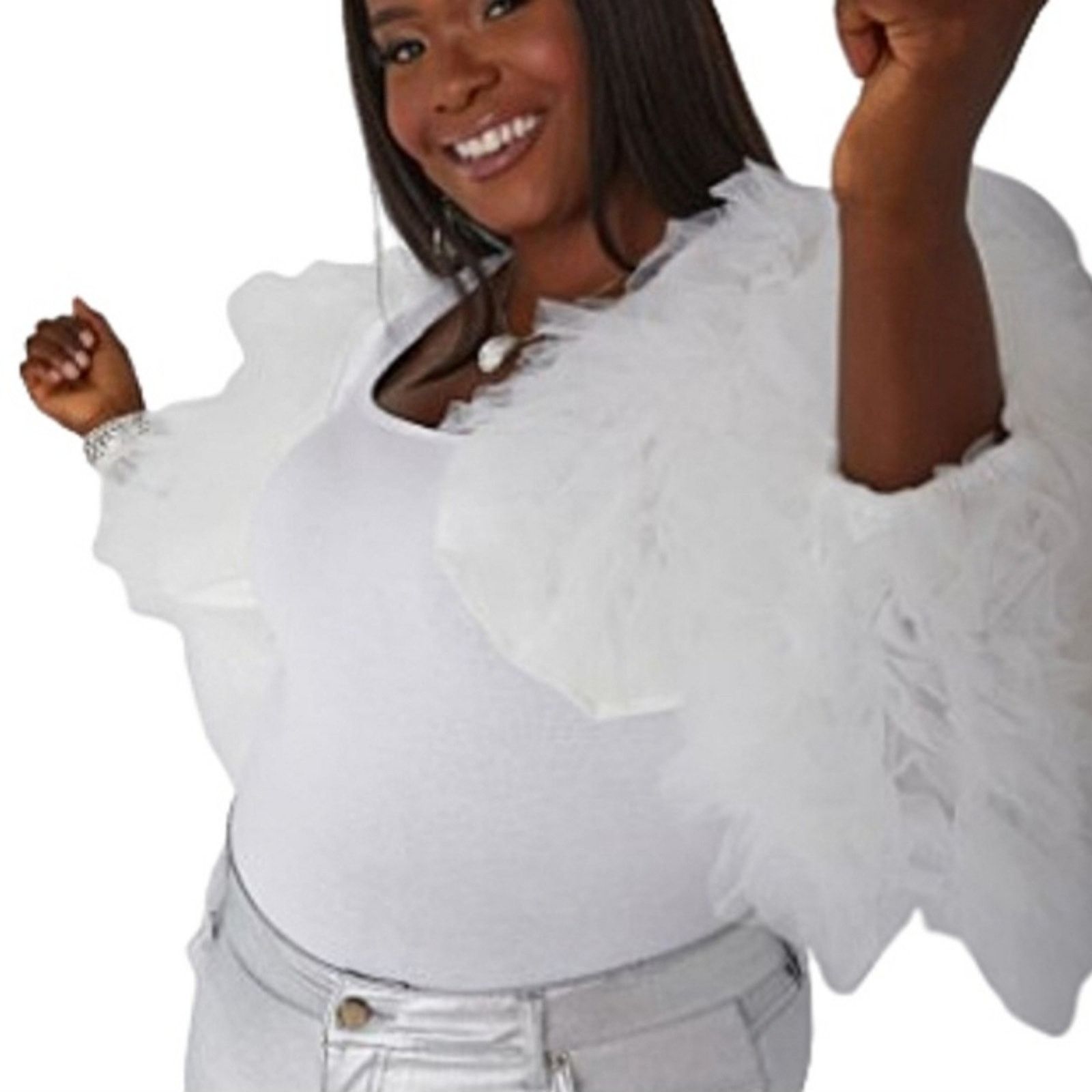 Other BRIGHT WHITE ☆ FLUFFY TULLE ☆ CROPPED SHRUG 4x ☆ NWT Size 4XL / US 24-26 - 4 Thumbnail